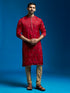 Men's Maroon Silk Blend Kurta And Pyjama Set