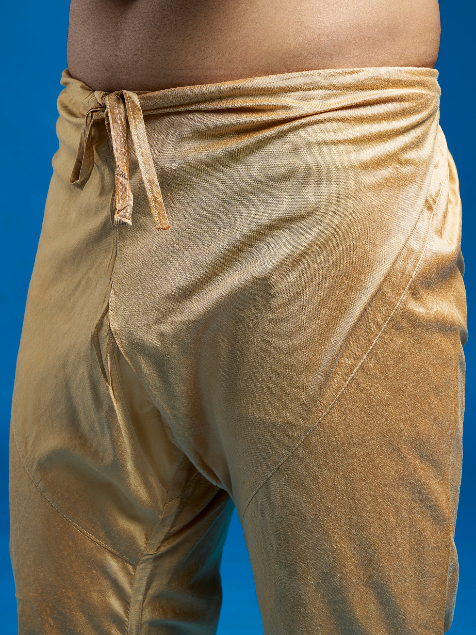 Men's Mustard Silk Blend Kurta And Pyjama Set