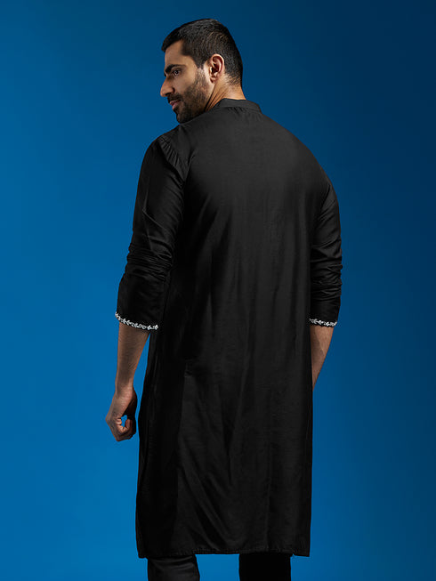 Men's Black Viscose Kurta