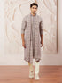 Men's Levender Georgette Kurta Pyjama And Dupatta Set