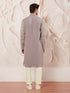 Men's Levender Georgette Kurta Pyjama And Dupatta Set