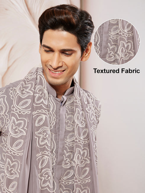 Men's Levender Georgette Kurta Patiala And Dupatta Set.