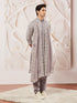 Men's Levender Georgette Kurta Patiala And Dupatta Set.