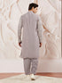 Men's Levender Georgette Kurta Patiala And Dupatta Set.
