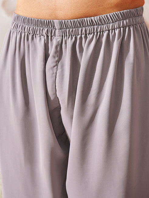 Men's Levender Georgette Kurta Patiala And Dupatta Set.