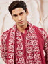 Men's Maroon Georgette Kurta Pyjama And Dupatta Set