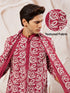 Men's Maroon Georgette Kurta Patiala And Dupatta Set.