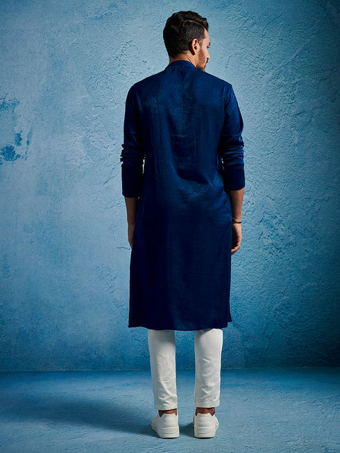 Men's Turquoise Silk Blend Kurta And Pyjama Set