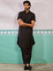 Men's Black Viscose Kurta And Patiala Set