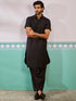 Men's Black Viscose Kurta And Patiala Set