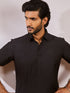 Men's Black Viscose Kurta And Patiala Set