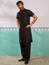 Men's Black Viscose Kurta And Patiala Set