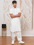 Men's White Viscose Kurta And Patiala Set