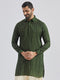 Men's Bottle Green Silk Blend Kurta