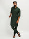 Men's Bottle Green Cotton Blend Kurta Pyjama Set