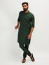 Men's Bottle Green Cotton Blend Kurta Pyjama Set