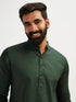 Men's Bottle Green Cotton Blend Kurta Pyjama Set
