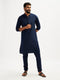 Men's Navy Blue Cotton Blend Kurta Pyjama Set