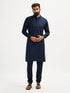 Men's Navy Blue Cotton Blend Kurta Pyjama Set
