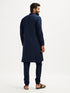 Men's Navy Blue Cotton Blend Kurta Pyjama Set