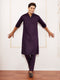 Men's Purple Cotton Blend Kurta Pyjama Set