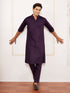Men's Purple Cotton Blend Kurta Pyjama Set