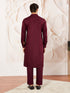 Men's Wine Cotton Blend Kurta Pyjama Set