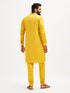 Men's Yellow Cotton Blend Kurta Pyjama Set