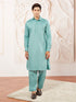 Men's Green Fine Satin Pathani Kurta Set
