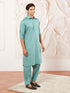 Men's Green Fine Satin Pathani Kurta Set