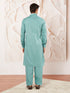 Men's Green Fine Satin Pathani Kurta Set