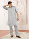 Men's Grey Fine Satin Pathani Kurta Set