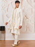 Men's Cream Cotton Blend Kurta,Pant And Dupatta Set