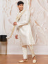 Men's Cream Silk Blend Kurta Pant And Dupatta Set