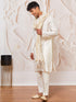 Men's Cream Silk Blend Kurta Pant And Dupatta Set