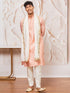 Men's Peach Cotton Blend Kurta, Pant And Dupatta Set