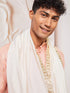 Men's Peach Cotton Blend Kurta, Pant And Dupatta Set