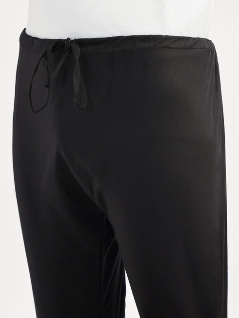 Men's Black Viscose Kurta Pyjama Set