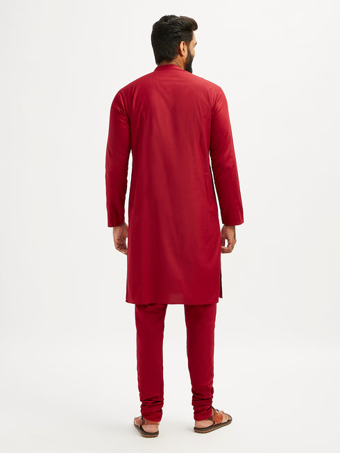 Men's Maroon Viscose Kurta Pyjama Set