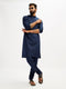 Men's Navy Blue Viscose Kurta Pyjama Set