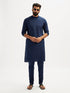 Men's Navy Blue Viscose Kurta Pyjama Set
