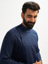 Men's Navy Blue Viscose Kurta Pyjama Set