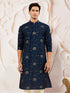 Men's Navy Blue Silk Blend Kurta