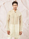 Men's Beige Tissue Silk Kurta