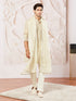 Men's Beige And Cream Beige Kurta Pyjama And Dupatta Set