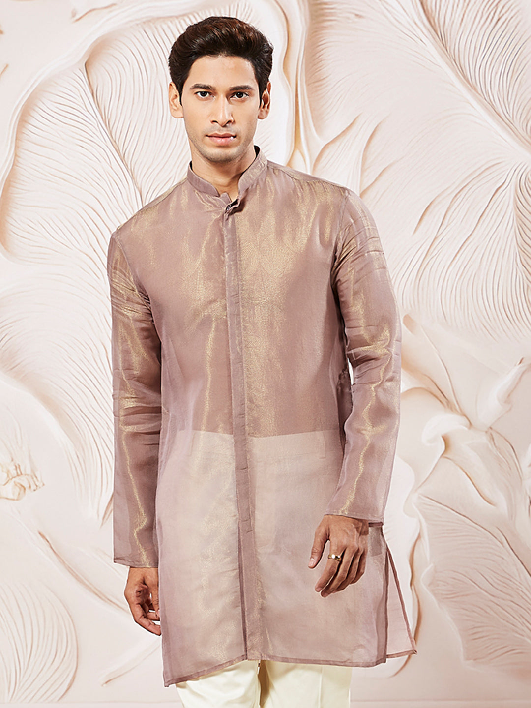 Men's Lavender Tissue Silk Kurta