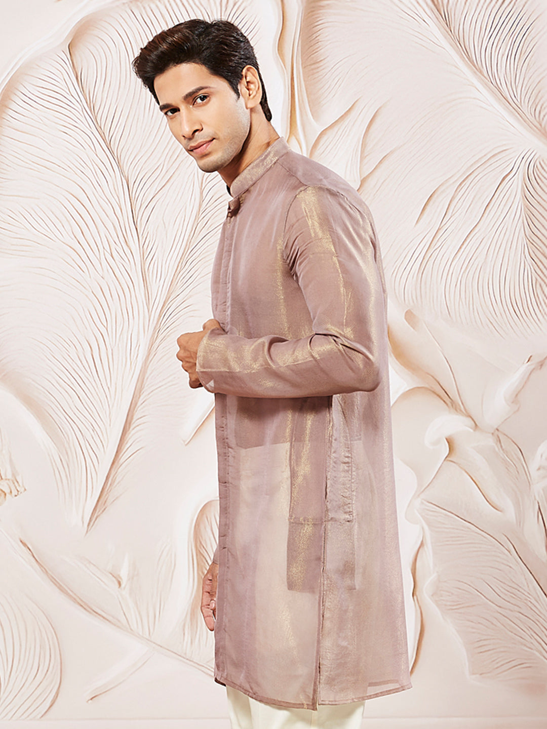 Men's Lavender Tissue Silk Kurta