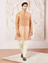 Men's Rust Tissue Silk Kurta Pyjama Set