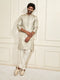 Men's Beige Tissue Silk Kurta And Pant Set.