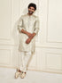 Men's Beige Tissue Silk Kurta And Pant Set.